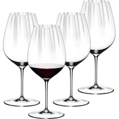 RIEDEL Performance Cabernet/Merlot Glasses, Set of 4, 28 Ounce Red Wine Glasses with Optical Effect, Crystal