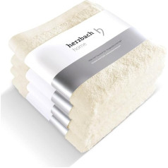 herzbach home Premium Hand Towels 50 x 100 cm Set of 4 (Cream) - High Quality, Soft and Absorbent Towels in Best Quality - 100% Natural Cotton