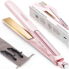 Faszin Hair Straightener, Straight Titanium Plates, Fast Heating in 20 Seconds, Hair Straightener with Ion, LCD Display, Universal Tension, Hair Straightener, 2 in 1 (Pink)