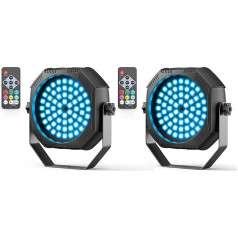 Rtktoup 2pcs Mini RGB LED Par Battery, 60 x 0.5 W LED 2200 mAh Rechargeable Strobe Stage Light with Remote Control, Party Light for DJ Disco Party Bar Live Room Wedding Halloween Christmas