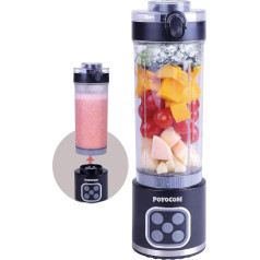 POYOCOM Mini-Mixer und Smoothie-Maker, 750 ml abnehmbarer Behälter, 700W tragbarer Mixer, für Smoothies, Ice Crush, auslaufsicherer Deckel und Trinkschnabel, wiederaufladbar über USB-C, Schwarz