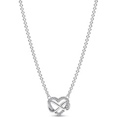 Pandora Moments 14K Gold Plated Eternity Heart Necklace with Clear Cubic Zirconia