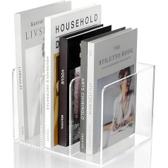 KOEMEHR Acrylic Magazine Rack with 3 Vertical Compartments, Desktop Storage Organiser, Magazine Rack, File Organiser, Bookshelf for Office, Desk Accessories, Home Workspace, Transparent (3
