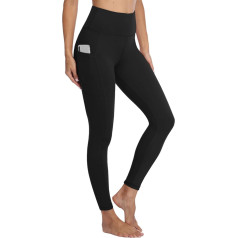 Gayhay Leggings, Women's High-Waist Sports Leggings with Pockets, Black Sports Leggings, Long Sports Trousers, Tummy Control Opaque Fitness Trousers, Yoga and Gym Leggings, Running Trousers