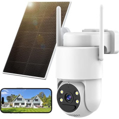 XNH 2K 3MP Outdoor Solar Battery Surveillance Camera, 360° PTZ Wireless Camera, 32GB Local Memory, Car Tracking, Colour Night Vision, 2-Way Audio, IP65 Waterproof, 2.4G WiFi