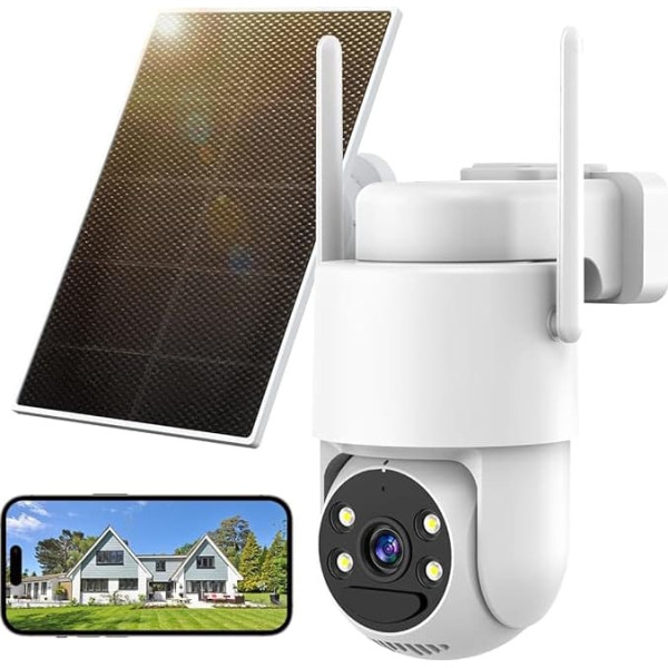 XNH 2K 3MP Outdoor Solar Battery Surveillance Camera, 360° PTZ Wireless Camera, 32GB Local Memory, Car Tracking, Colour Night Vision, 2-Way Audio, IP65 Waterproof, 2.4G WiFi