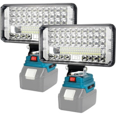 AUTOJARE Pack of 2 Battery Lamp for Makita 18 V 90 W Wireless LED Work Light 7500LM Portable Floodlights 2 Brightness Settings Construction Site Lamp with 2 USB Charging (7 Inches, No Battery)