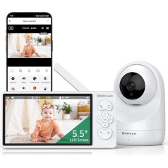 Sebikam 2K/3MP Baby Monitor with Camera and App, 5.5 Inch Motion / Noise Detection Baby Monitor WiFi, 4X Zoom, 4000 mAh Battery PTZ 355° Video Baby Monitor, VOX Mode, Night Vision, 2-Way Audio