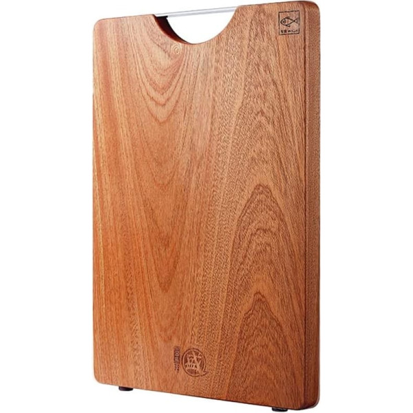 MITSUMOTO SAKARI Chopping Board 40 x 27 x 2.5 cm, Natural Ebony Breakfast Board, Professional Wooden Chopping Board with Non-Slip Feet