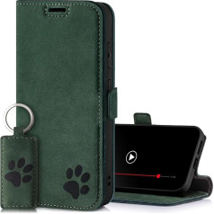 SURAZO Slim Magnetic Mobile Phone Case for Samsung Galaxy S24 FE Leather Case - Genuine Leather Protective Case Paw Motif - RFID Flip Case [Stand Function, Card Slot] Flip Cover Case Leather Case