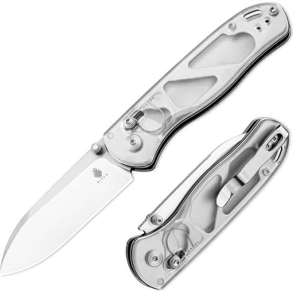 Kizer Drop Bear EDC Folding Knife, 2.98 Inch Nitro V Steel Blade, Acrylic Handle, Pocket Knife with Thumb Opener, Clutch Lock Knife for Men and Women, Gift V3619A1