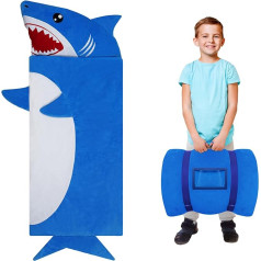 Decalsweet Children's Sleeping Bag Double Zip Warm Foldable Children's Sleeping Bag with Removable Cushion for Girls Boys Fluffy Sleeping Bag Cuddly Toy for Outdoor Indoor Camping 170 x 70 cm