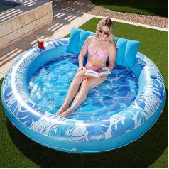 SLOOSH Inflatable Sun Lounger 72 x 65 Inch Pool Float for Adults with Cushion Luxury Fabric Large Suntub Raft Sunbathing Lounge for Water Ball Pit Party Gifts