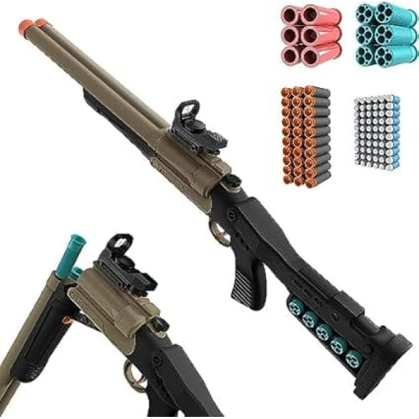 Toy Shotgun Sniper Rifle for 8+ Children - Double Barreled Toy Gun with 90 Soft Balls, Toy Foam Blaster with Shell Ejection