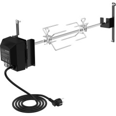 only fire BRK-6099 Stainless Steel Barbecue Skewers Set, Rotisserie Rotisserie Skewer with Motor and 2 Meat Needles for Weber Smoker Charcoal Grill 57 cm