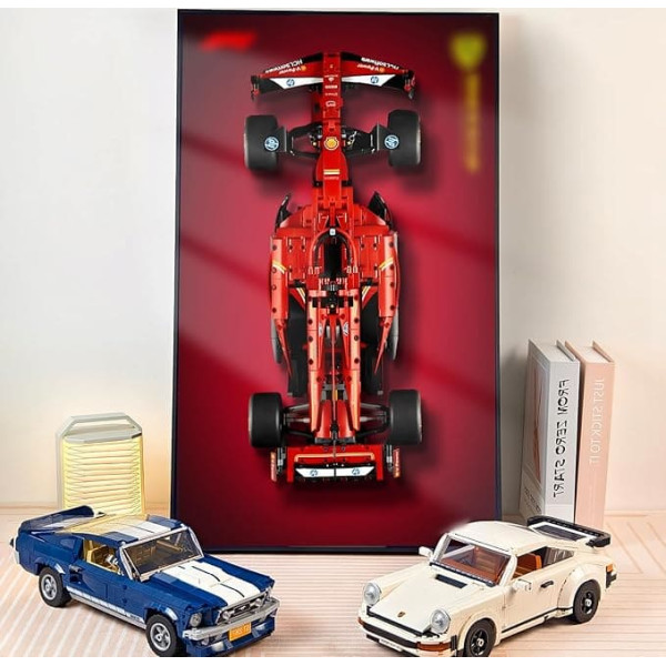 NOVDA Display Wall Frame for Lego Technic Ferrari SF-24 F1 Car Model 75x45cm Scoreboard for Lego 42207 Car Wall Mount for Lego Enthusiasts