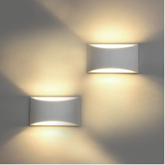 HYDONG LED Wall Light Indoor Pack of 2 7 W White Plaster Light Modern Wall Lamp LED Light Up and Down Wall Light Spot Light Warm White for Bathroom, Living Room, Bedroom, Hallway (G9 LED Bulb