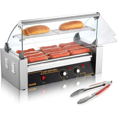 VEVOR Hot Dog Maker Hot Dog Grill Hotdog Wheels Grill Stainless Steel 5 Wheels 1 kW