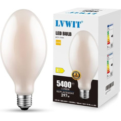 LVWIT LED Light Bulb E40 Vintage ED90 Bulb, 38 W Replaces 297 W, 5400 LM, Warm White 2700 K for Hangars, Warehouses, Sports Halls, Not Dimmable, Pack of 1