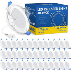 LED Recessed Spotlights, 230 V Flat, LED Spotlights, 68 - 80 mm Hole Size, Neutral White Ceiling Spotlights, IP44 Recessed Lights for Bathroom, Wet Room, 5 W, 4000 K Recessed Spotlights for Kitchen