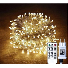Gresonic 100/200/300/400 LED Fairy Lights, Power Operated with Plug, Outdoor and Indoor, for Wedding, Christmas Party, Warm White (Warm White, 8 Modes, Dimmable, 600 LEDs)