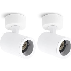 linovum TENJO Wall Spotlight Ceiling Spotlight Swivelling White Round Socket for 1x GU10 Spotlight Indoor Ceiling Wall Rotating Spotlight Lamp Pack of 2