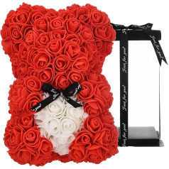 Gifts for Mum, Birthday Gift for Women, Valentine's Day Gift, Bear, Rose Teddy Bear in a Gift Box, Fully Assembled Gift Box, Wedding and Anniversary (Large Red)