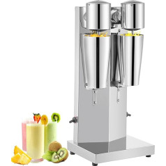 VEVOR Drink Mixer 150 W, Electric Milk Shaker 800 ml, Double Heads, Silver, Electric Mixer for Shakes, Cocktail Mixer, Milkshake Machine, Bar Mixer, Stand Mixer, Commercial Home Use