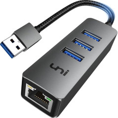 uni USB Ethernet Adapter 1000Mbps, USB 3.0 Ethernet Hub Aluminium USB Network Adapter for Windows, MacBook, iMac, Surface, Chromebook etc.