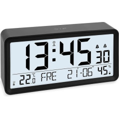 ADE Digital Radio-Controlled Alarm Clock with XXL Numbers | Table Clock and Radio-Controlled Alarm Clock with Calendar Function | with Temperature Display and Humidity | 2 Alarm Times and Snooze