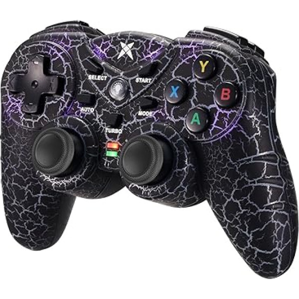 NBCP PC Wireless Game Controller, PC Controller Gamepad with Dual Vibration, 2.4G Wireless Gaming Joystick Gamepad Controller with Cool RGB Crack, Turbo Function for Windows 7/8/10/11 & Steam