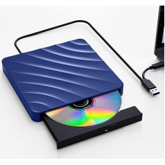 QDSYLQ External DVD CD Drive USB: DVD Burner External CD Drive for Laptop PC, External Optical Drives +/-RW ROM, External CD/DVD Burner and Player for Windows 11/10/8/7/XP/Vista Linux MacOS