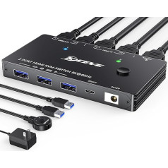 8K USB 3.0 KVM Switch HDMI 8K @ 60Hz 4K @ 120Hz, MLEEDA HDMI 2.1 KVM Switches for 2 PC Share 1 Monitor and Keyboard Mouse Printer, HDCP 2.3, HDR 10, with Cable Remote Control and 2 USB 3.0 Cables
