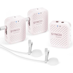 SYNCO Lavalier Wireless Microphone G1(A2), 2.4GHz Wireless Lapel Microphone System, Wireless Microphone Mics up to 50 m, Audio Surveillance 2 Transmitters 1 Receiver for Camera Smartphone Laptop DSLR