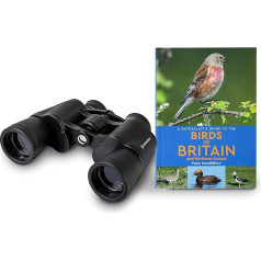 Celestron 73152 LandScout 8 x 40 mm Water-Resistant Birder Starter Kit - Rubber Grip Binoculars with Coated Lens and K9 Optical Glass, Includes Birds of Britain and Northern Europe Guidebook, Black