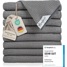 Gräfenstayn Set of 8 Microfibre Tea Towels – Absorbent & Lint-Free Waffle Structure – 45 x 65 cm Kitchen Towels – Oeko Tex Standard 100 – Microfibre Cloths, Tea Towels (Anthracite)