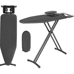 OUUTMEE Folding Ironing Board with Iron Rest, Collapsible, Height Adjustable, with Non-Slip Feet, Space-Saving, Black (Black, 122 x 38 cm)
