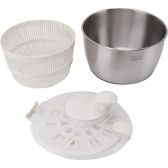 Tyenaza Stainless Steel Salad Spinner, 25 x 15 x 20 cm, Multifunctional Salad Spinner with Large Capacity, Vegetable Dryer, Fruit Washer, Drain Basket