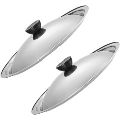 Ciieeo Pack of 2 Universal Lids for Pots and Pans 32 cm Replacement Frying Pan Lid Stainless Steel Pan Lid with Knob for Cooking Pot