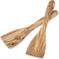 Forest Decor Pack of 2 Natural Wood Spatulas for Cooking, Baking and Serving Food, Vintage Farmhouse Style, Handmade in Germany