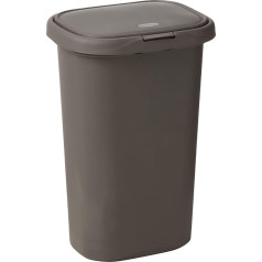 Rubbermaid Spring Top 49.2 Litre Grey Plastic Trash Can with Lid, 49.2 Litre