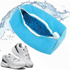 Uxreoib Pack of 2 Shoe Wash Bags, Washing Machine, with Sturdy Zip, Multi Protection, Reusable Sneaker Laundry Bag, Shoes, 360° Cleaning Fluff, Shoe Wash Bag (Blue)
