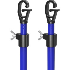 SURFOU Clothesline Pole Set of 2 Clothes Airer Telescopic Adjustable Extendable up to 8ft with G Hook Rust Resistant Powder Coated Steel Heavy Duty Support for Outdoor Home