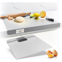 Stainless Steel Chopping Board, Kitchen Worktop, Heavy Duty and Hygienic, Extra Thick 2mm, Kneading Board for Kitchen, Bar, Restaurant (60x40cm)