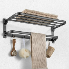 Rainysprit Towel Rail Wall Mounted Brushed Silver Bathroom Towel Rack Towel Rack