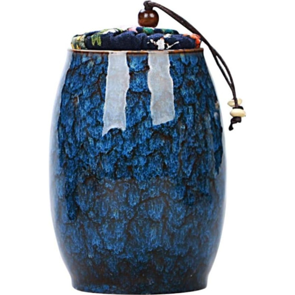 Kitchen Storage Jars with Lids Vintage Tea Coffee Sugar Ceramic Food Storage Jar for Coffee Tea Spices Nuts (Blue)