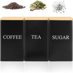 3 x Tea Coffee Sugar Canisters Metal Containers with Airtight Lid Multifunctional Tea Coffee Sugar Canisters Easy Clean Durable Design Suitable for Kitchen