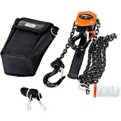SuperHandy Chain Hoist Lever Hoist 500 kg Capacity 1.5 m Lift 2 Heavy Duty Hooks Commercial Grade Steel for Lifting Pulling Construction of Buildings Garages Warehouse Automotive Machinery