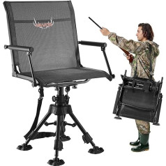 VEVOR Folding Chair Camping Chair Fishing Chair with Armrests & Steel Frame & Adjustable Legs Folding Chair Garden Chair (158 kg Load Capacity) 360° Silent Rotation for Picnic Garden Outdoor Fishing