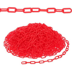PATIKIL 500ft Kunststoffkettensicherheitsbarriere, Sicherheitskettenglieder Crowd Control Barriere für Zaun Tor Garten Bau Auffahrt Aufzug Parkplatz Warteschlange, Rot